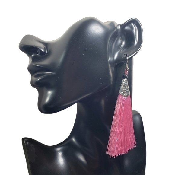 Fashion Jewelry Pink French Hook Tassel Earrings - Picture 2 of 6